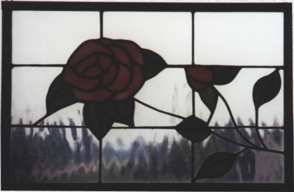 Stained Glass Rose Panel