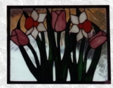 Stained Glass Tulips and Daffodils Panel