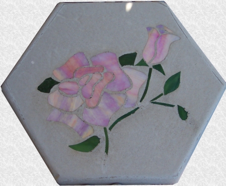 Stained Glass Rose Stepping Stone